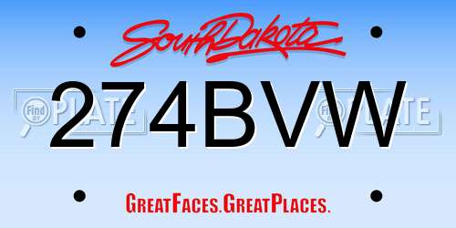 274BVW South Dakota License Plate
