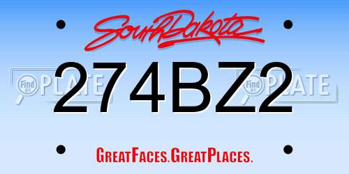 274BZ2 South Dakota License Plate
