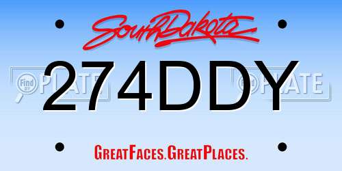 274DDY South Dakota License Plate