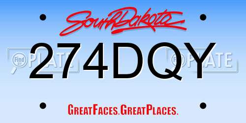 274DQY South Dakota License Plate