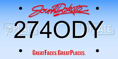 274ODY South Dakota License Plate