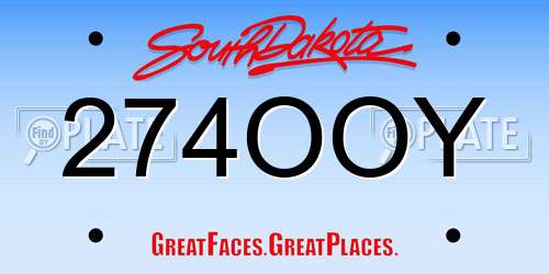 274OOY South Dakota License Plate