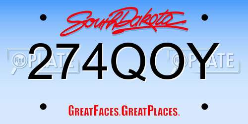 274QOY South Dakota License Plate