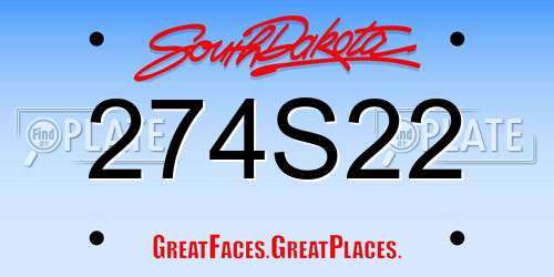 274S22 South Dakota License Plate