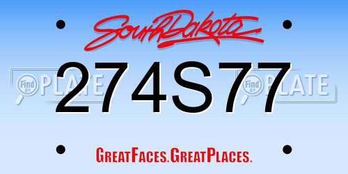 274S77 South Dakota License Plate