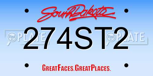 274ST2 South Dakota License Plate