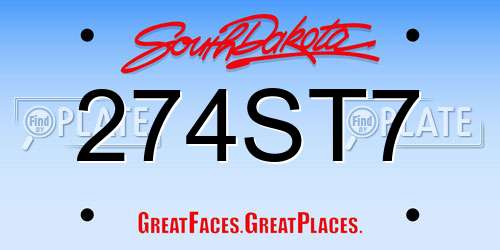 274ST7 South Dakota License Plate