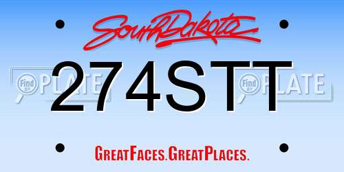 274STT South Dakota License Plate