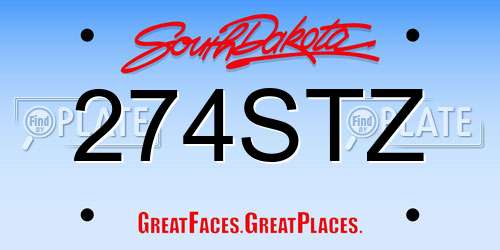 274STZ South Dakota License Plate