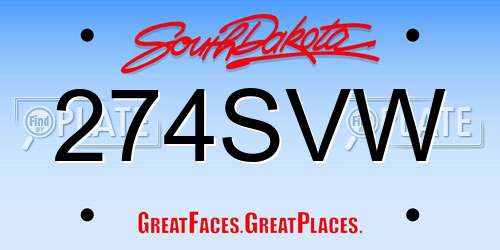 274SVW South Dakota License Plate