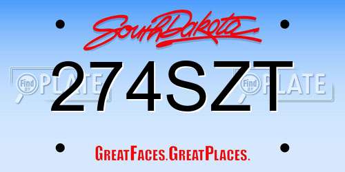274SZT South Dakota License Plate