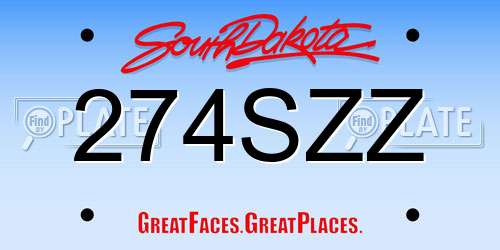 274SZZ South Dakota License Plate
