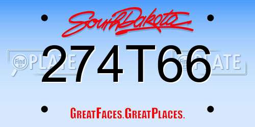 274T66 South Dakota License Plate