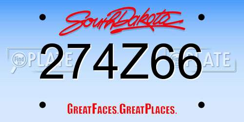 274Z66 South Dakota License Plate