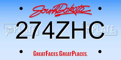 274ZHC South Dakota License Plate