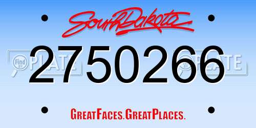 2750266 South Dakota License Plate