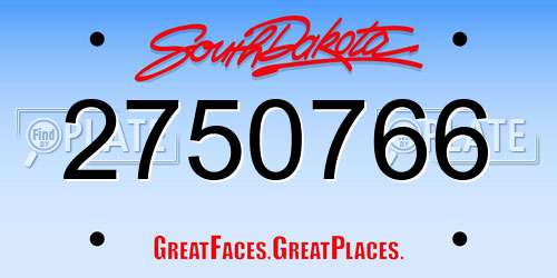 2750766 South Dakota License Plate