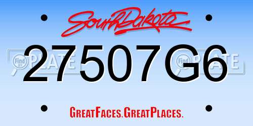 27507G6 South Dakota License Plate