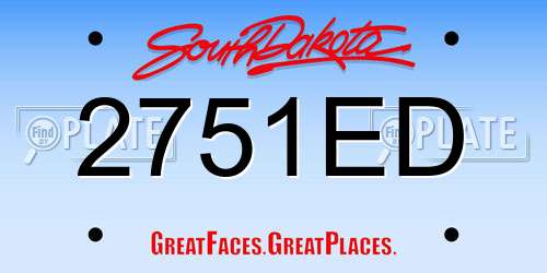 2751ED South Dakota License Plate