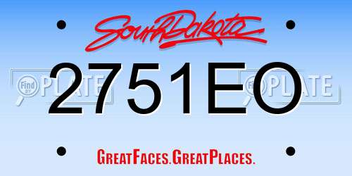 2751EO South Dakota License Plate