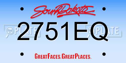 2751EQ South Dakota License Plate