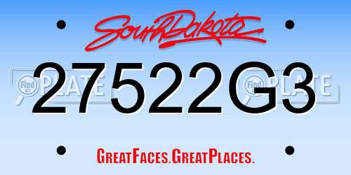 27522G3 South Dakota License Plate