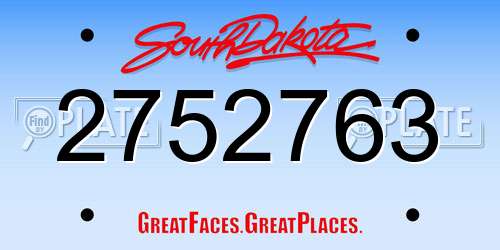 2752763 South Dakota License Plate