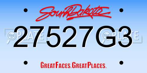 27527G3 South Dakota License Plate