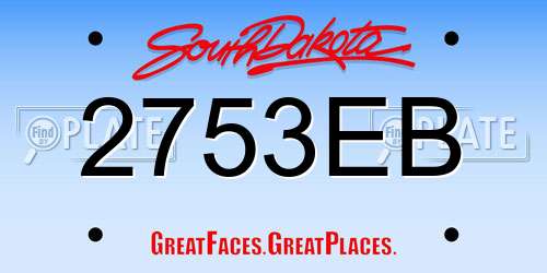 2753EB South Dakota License Plate
