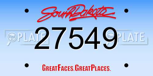 27549 South Dakota License Plate