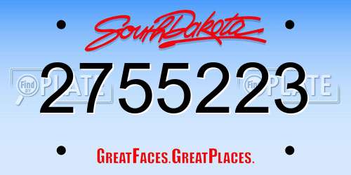 2755223 South Dakota License Plate