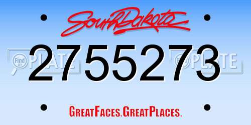 2755273 South Dakota License Plate