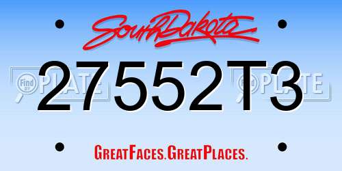 27552T3 South Dakota License Plate