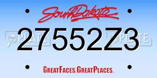 27552Z3 South Dakota License Plate