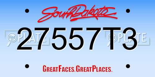 27557T3 South Dakota License Plate