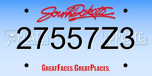 27557Z3 South Dakota License Plate