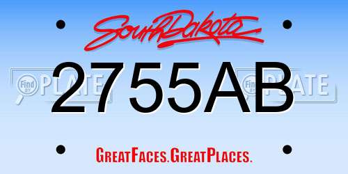 2755AB South Dakota License Plate