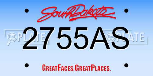 2755AS South Dakota License Plate