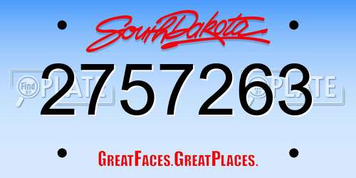 2757263 South Dakota License Plate