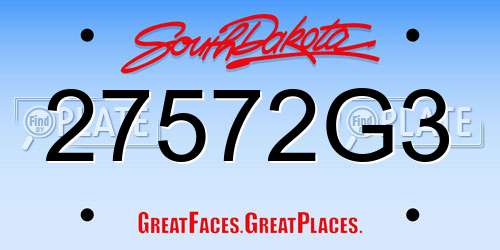 27572G3 South Dakota License Plate