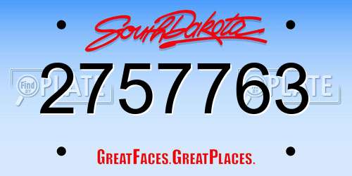2757763 South Dakota License Plate
