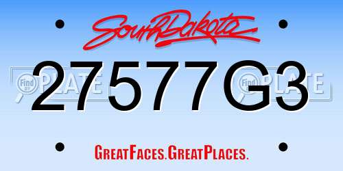 27577G3 South Dakota License Plate