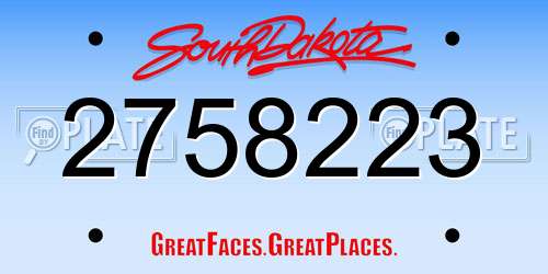 2758223 South Dakota License Plate
