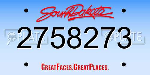 2758273 South Dakota License Plate
