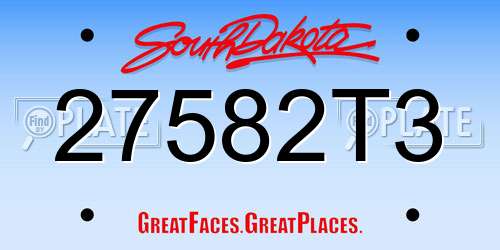 27582T3 South Dakota License Plate