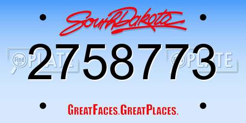 2758773 South Dakota License Plate
