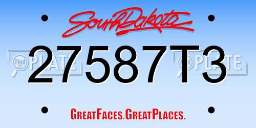 27587T3 South Dakota License Plate