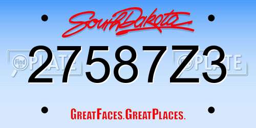 27587Z3 South Dakota License Plate