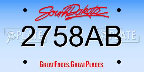 2758AB South Dakota License Plate