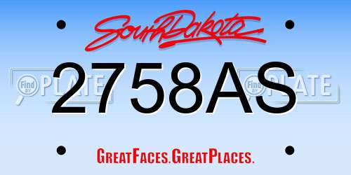 2758AS South Dakota License Plate